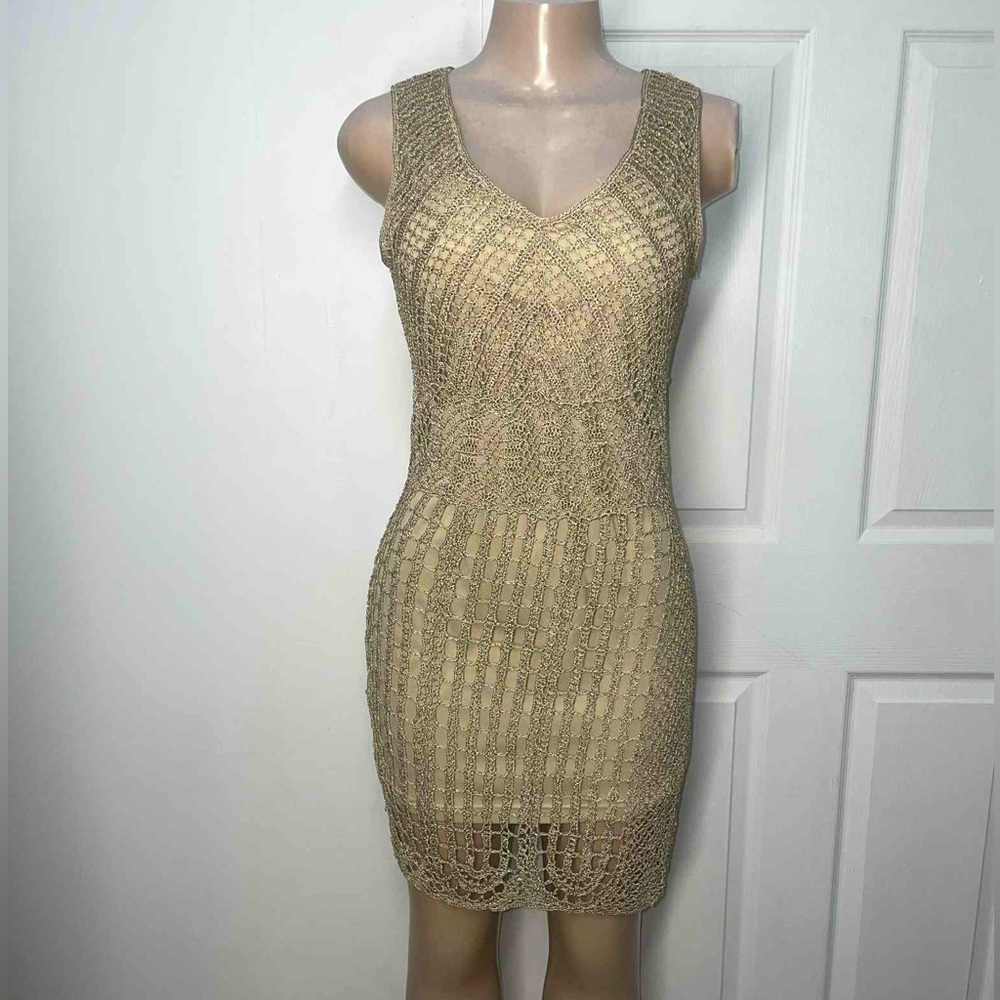 ANTONIO MELANI Textured Tan Mini Dress